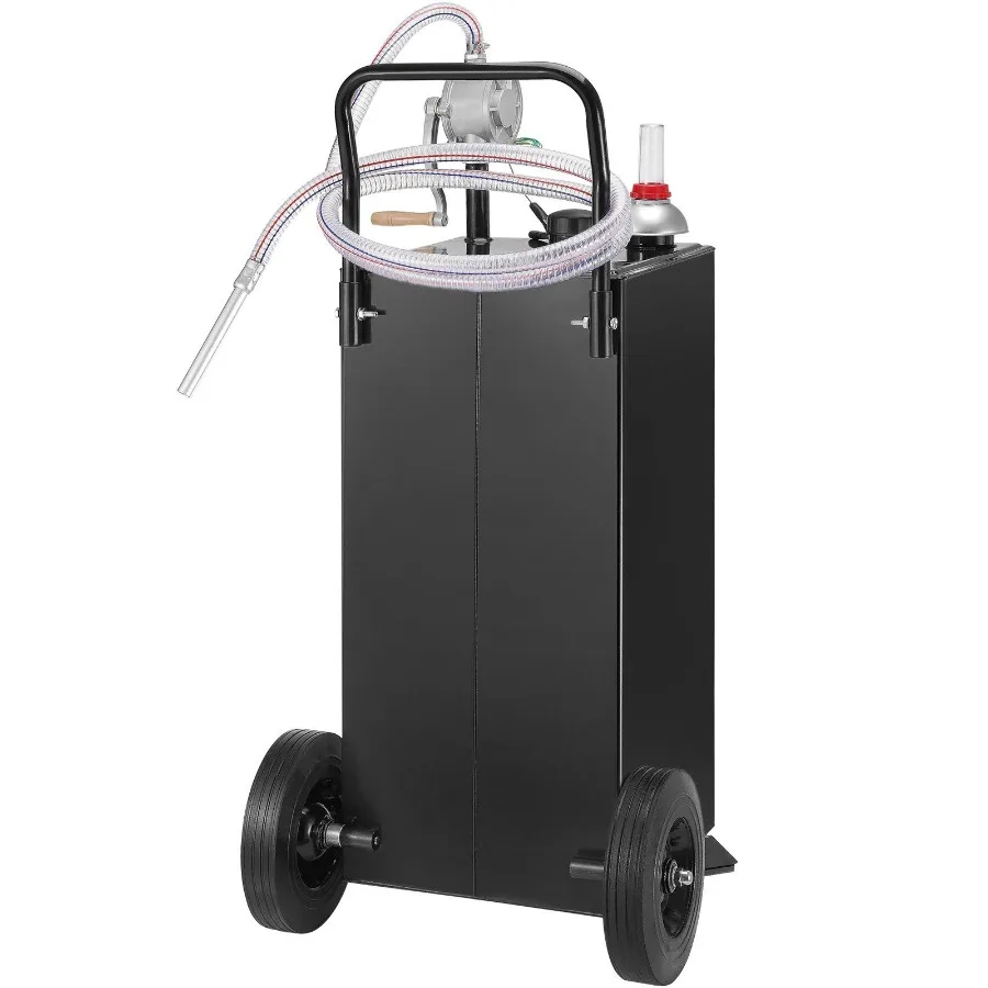 

30 Gallon Gas Caddy Fuel Storage Tank with Wheels Portable Fuel Caddy with Manuel Transfer Pump Gasoline Diesel Fuel Container