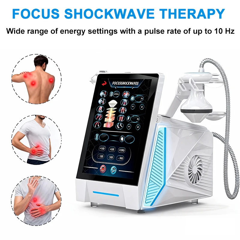 Portable Focused Shockwave Machine Pain Relief Vibration Massage High Pulse Physiotherapy Machine for Back Waist Body