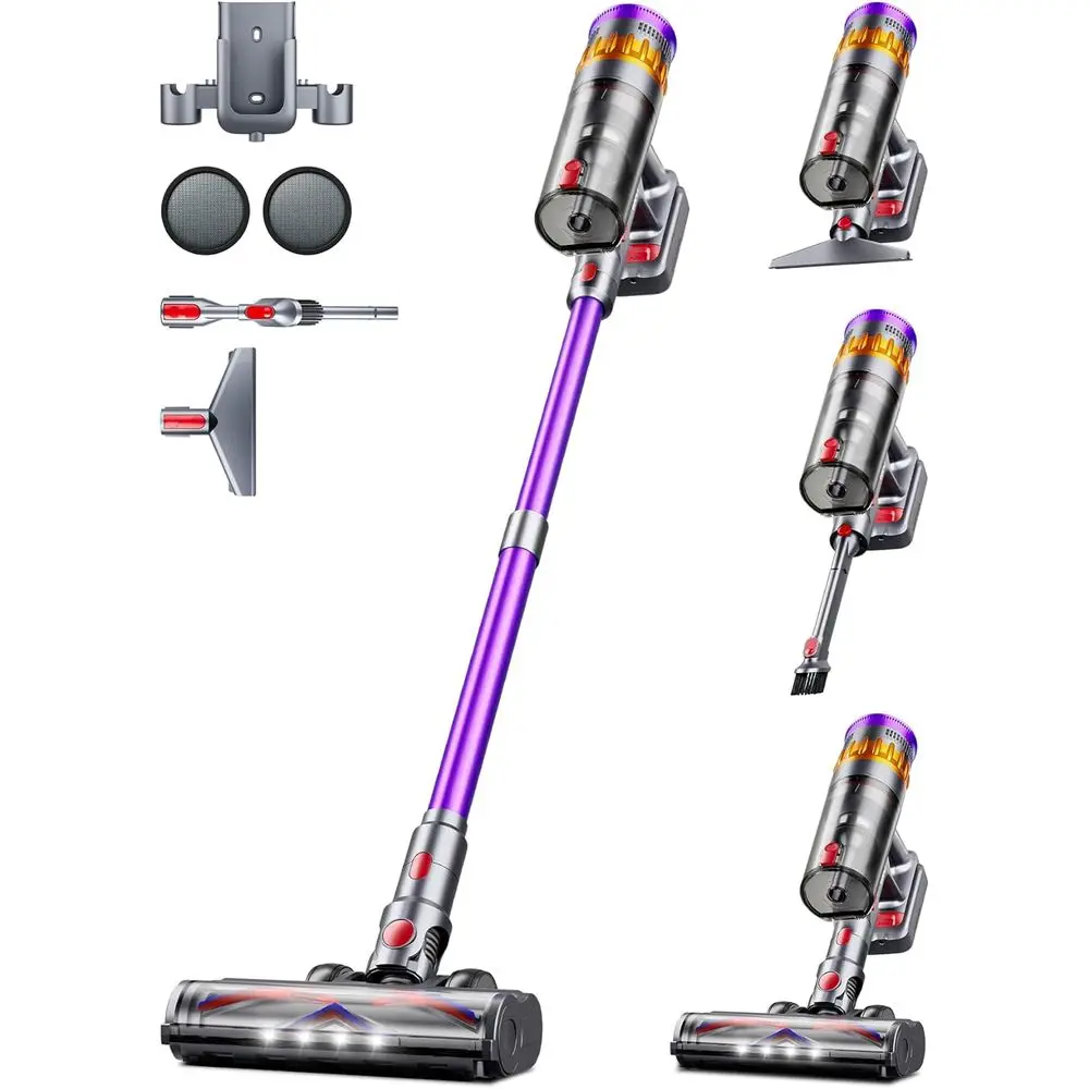 

600W 50Kpa 70 Mins Vacuum Cleaners, Self-Standing Stick Vacuum with Touch Sensor, Wall Dock, Anti-Rechargeable Vacuum for Pet Ha