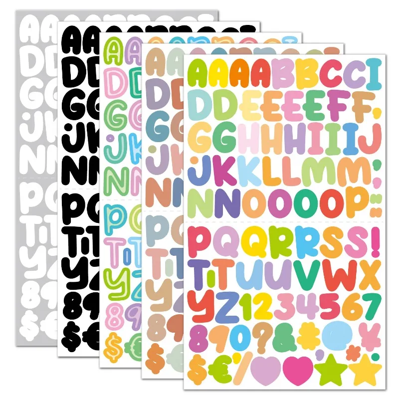 15 Sheets 0.5inch Alphabet Stickers Small Size Greeting Cards Decorative Letter Stickers for Clipping Books