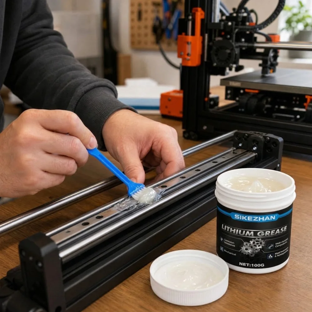 3D Printer Maintenance Grease – Lithium Formula,Reduce Noise & Wear,for Linear Rails/Lead Screw/Bearing, Anti-Corrosion + Brush