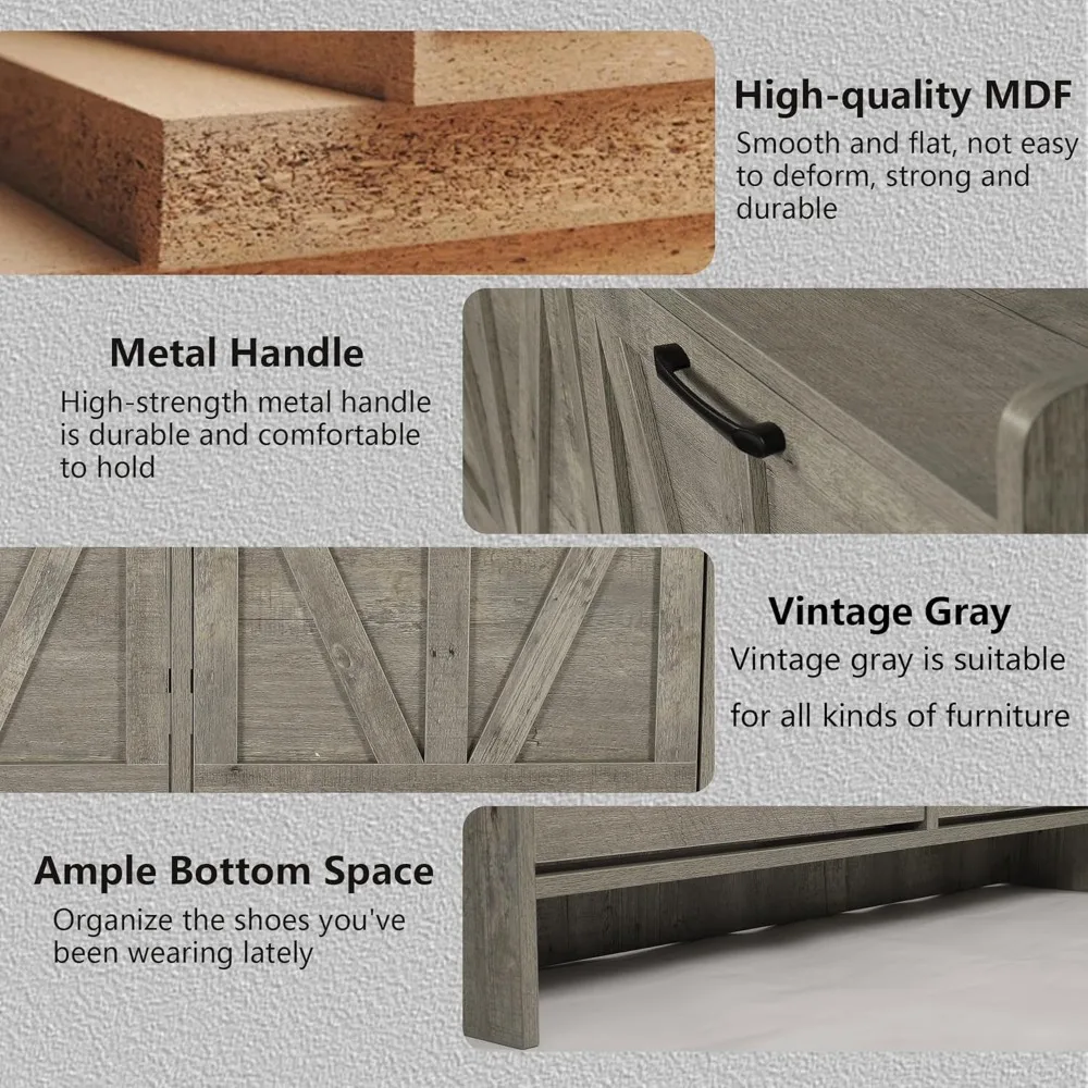 خزانة أحذية مع 4 أدراج قابلة للطي، خزانة أحذية مخفية مستقلة مع خزانة تخزين مفتوحة #5