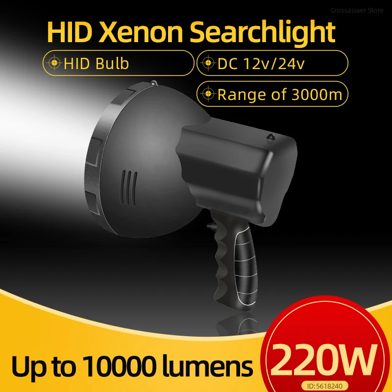 Most Powerful Flashlight 10000 lumen Hunting Spotlights Car Flashlight 220W Camping HID Searchlight 