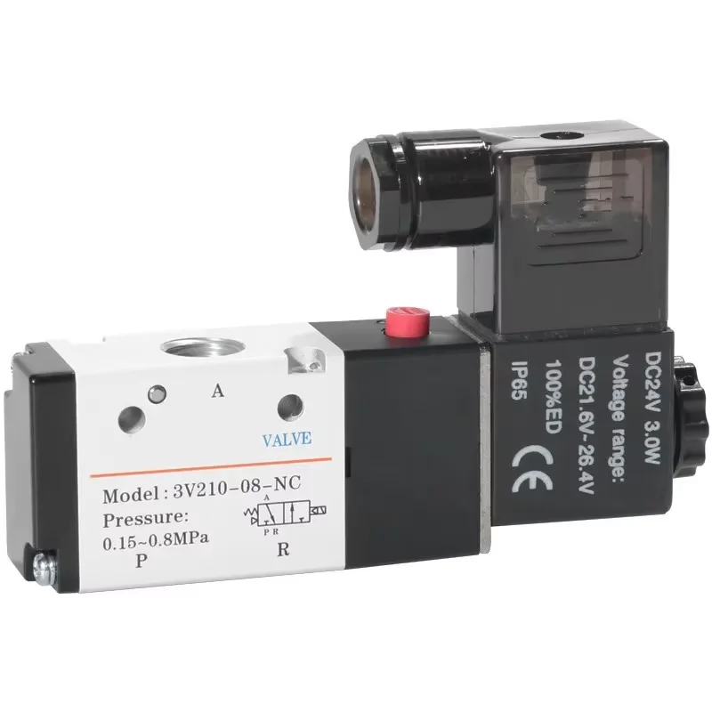 

3V210-08 Pneumatisches Magnetventil, 3-Wege, 2 Positionen, Luftwegersteuerung, DC12V, DC24V, AC110V, AC220V