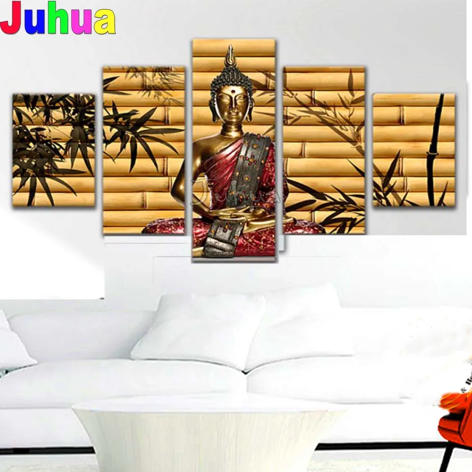 

diamond painting 2024 Bamboo Buddha Icon 5 piece full drill mosaic picture of rhinestones Diamond Art Jewelry cross stitch