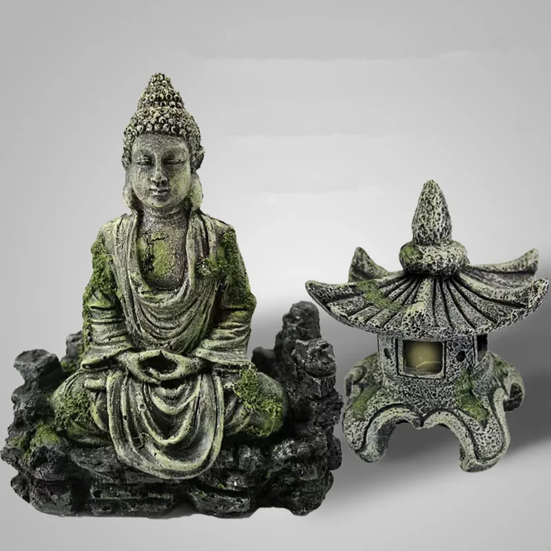 Fish Tank Aquarium Decor Ancient Buddha Lighthouse Statue for Fish Tank Aquarium Ornament Accessories Aquarium Castle