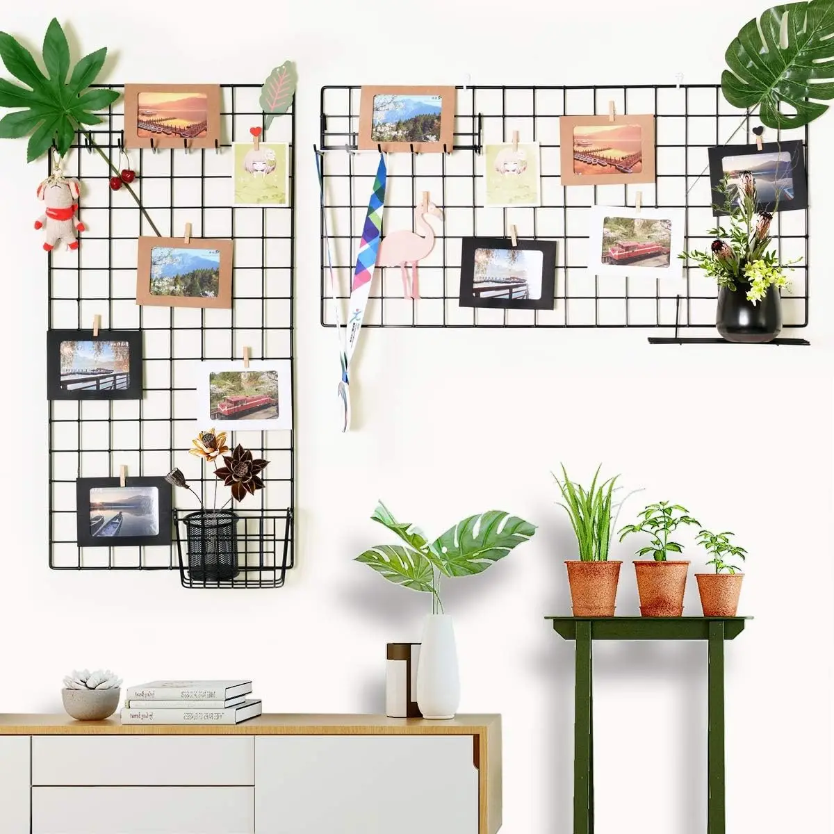 

Storage Organizer Metal Mesh Hanging Photo Pictures Board Display Rack Shelf Wire Grid Wall Panels