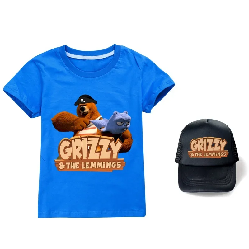 Grizzying And The Lemmed para niños, ropa con estampado 3D, Tops de vacaciones de moda, camiseta de manga corta de separación