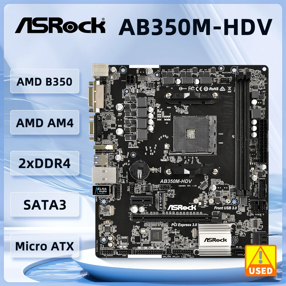 

Материнская плата B350M ASRock AB350M-HDV, материнская плата AM4 DDR4, 64 ГБ, поддержка Ryzen 5600 5800 1500 4700G 2400G 2700 320GE, процессор Micro ATX