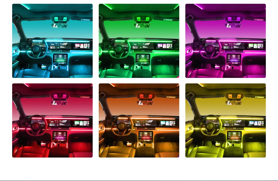 6/10/14/18 in 1 LED-Auto-Umgebungslichter RGB 213 64 Farben Acrylstreifen Symphony Streamer Interior Rainbow Atmosphere Lamp Kit – Detail 11