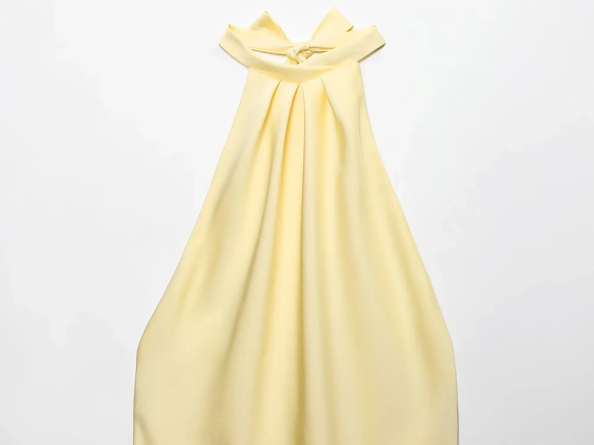 صيف جديد الملابس النسائية عارضة أزياء بسيطة مريحة الساتان الملمس الرسن الرقبة ميدي اللباس #4