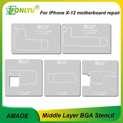 AMAOE Middle Layer Reballing Stencil Platform Kit For iPhone12 11 XS X 12Pro 12Pro Max Tin Planting BGA Motherboard Repair Tools