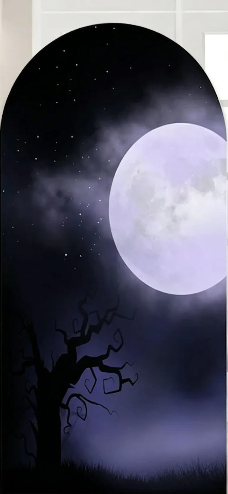 Custom Double-Sided Halloween Party Arch Backdrop Cover Night Moon Spider Web Purple Birthday Party Photobooth Background
