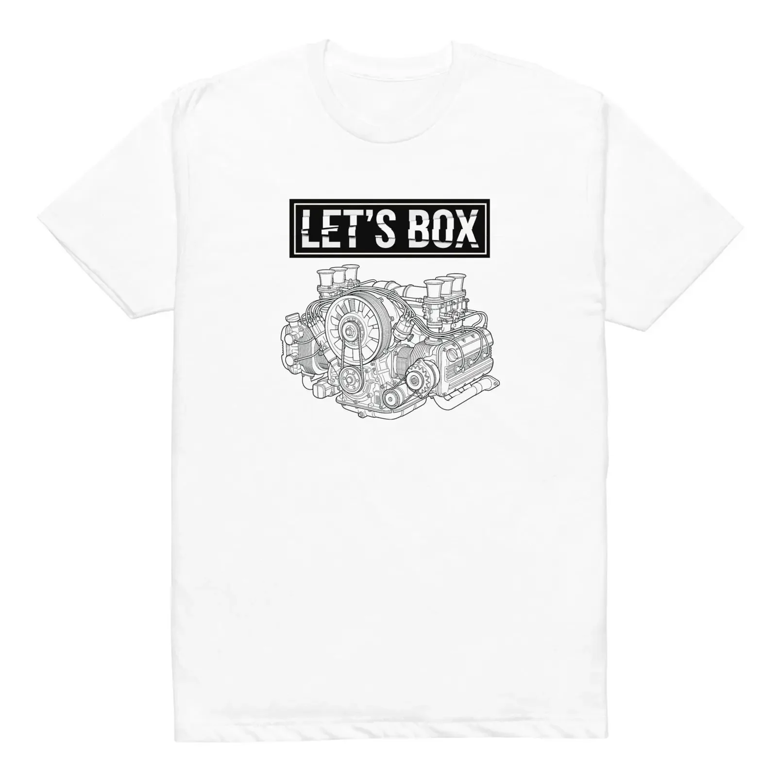 Lets Box Boxer Engine T Shirt Air Cooled Flat Six Line Art vintage Washed Comfortable Stylish homme Slightly Soft streetwear