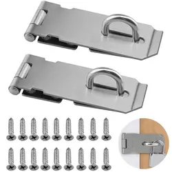 Padlock Hasp Door Clasp Lock 90 Degree Right Angle Shed Gate Latch Household Burglar-proof Bolt Door Buckle with Mounting Screws