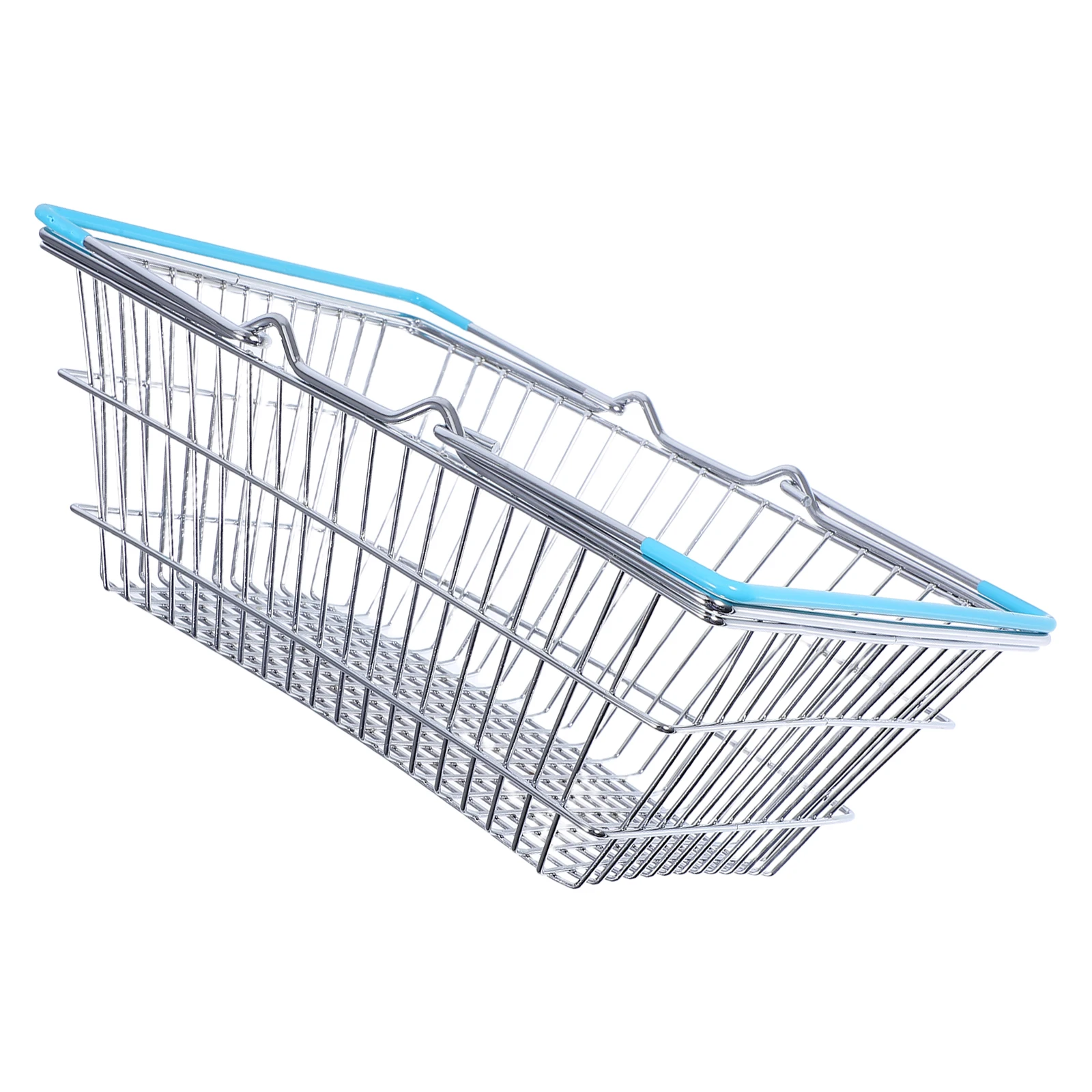 

Simulated Shopping Basket Toy Grocery Cart Mini Wire Metal Handles Baskets Small Kids Storage Play Multifunctional
