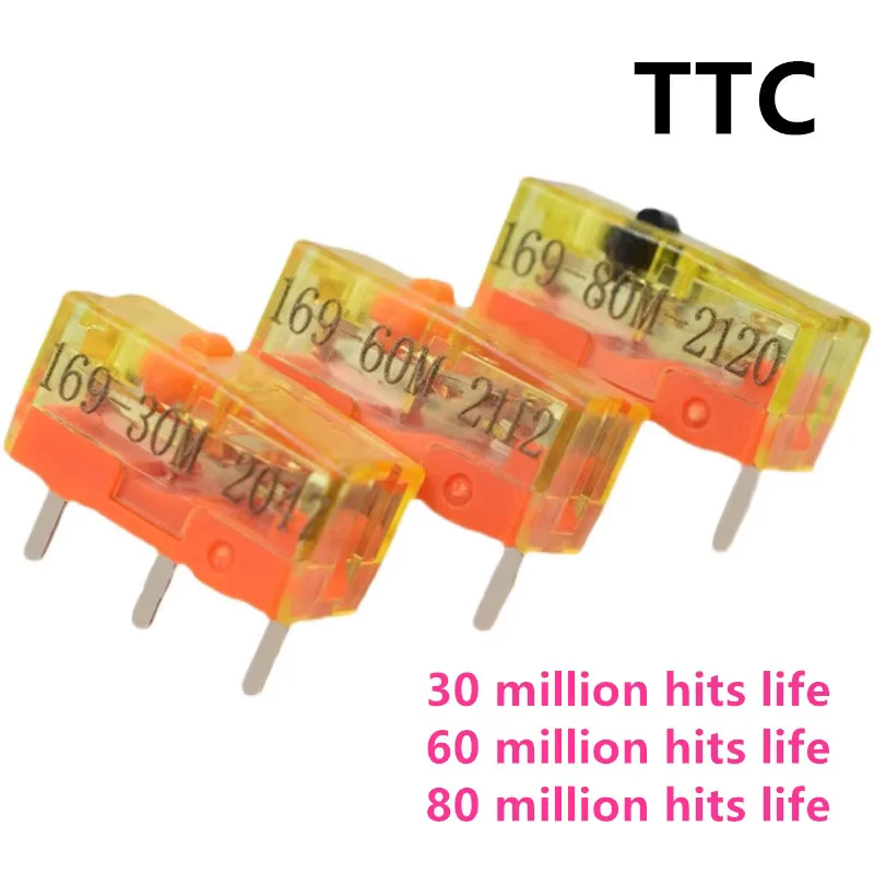 1Pcs New TTC dustproof gold series mouse micro switch 3-pin gold alloy contact 30M 60M 80 million click life mouse button