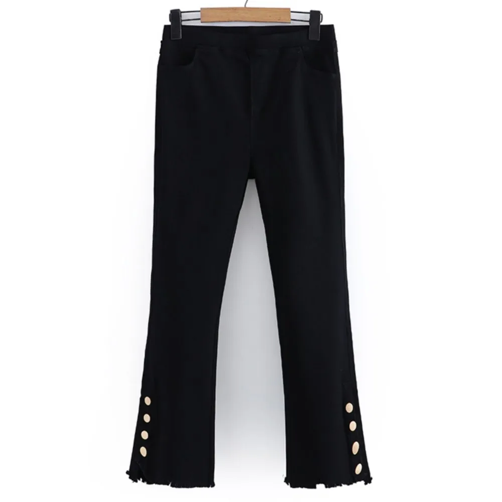 

2023 Autumn Clothes Women Flare Pants Plus Size Slim Casual Stylish Tassel Four Button Temperament High Waist Bottoms Curve