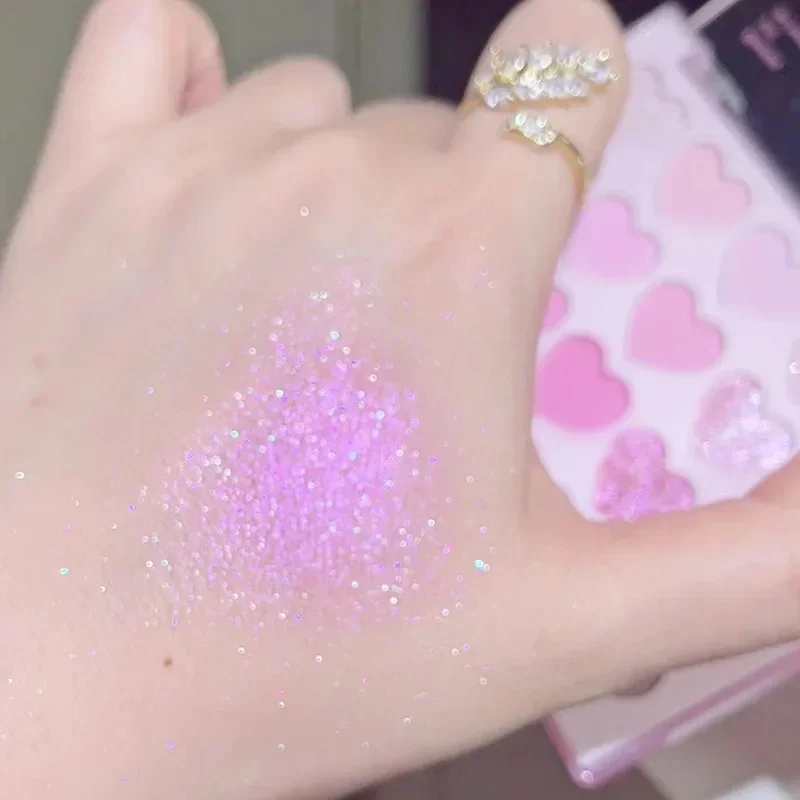 

Heart Shaped Eyeshadow Plate Pearl Glitter Purple Eyeshadow Sweet Pink Blusher Naturally Brightens Korean Makeup