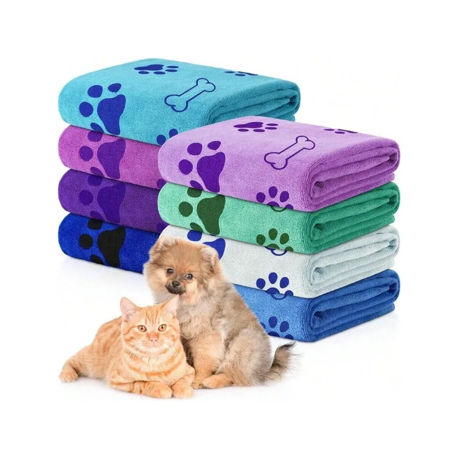 【New style】8 Pcs Dog Towels For Drying Dogs Cats Pet Towels Bulk Puppy Microfiber Quick Drying Paw Bath Bathing Plies Absorbent