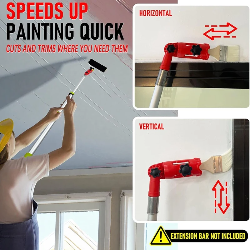 Multi-Angle Paint Brush Extender, Extension Pole Attachment Holder For Paint Brush,Roller, Secure Handle Grip