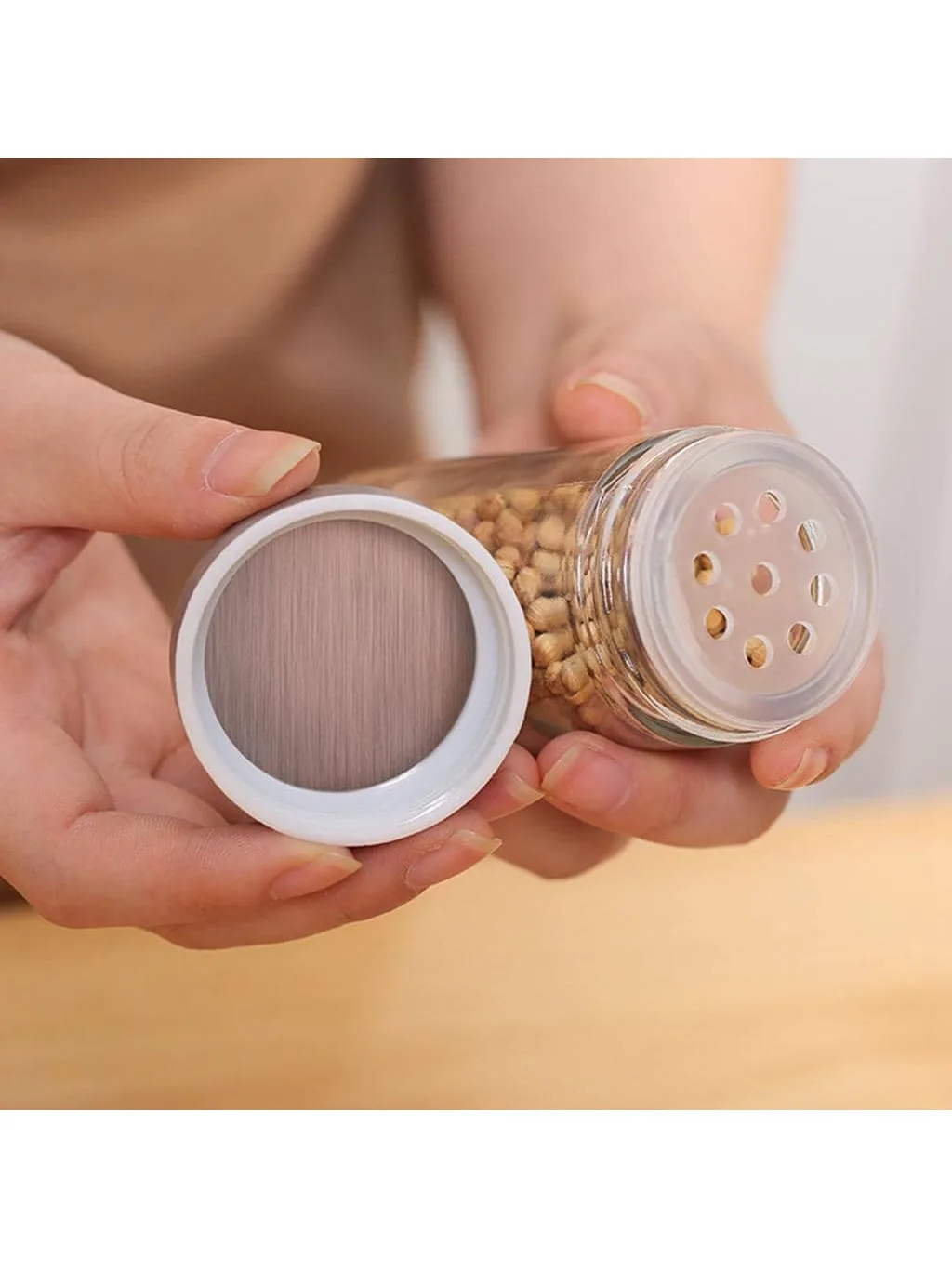 1pc Glass Seasoning Box, Modern Clear Spice Jar For Kitchen