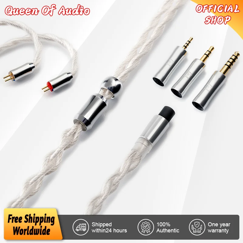 QoA RUM Earphone Modular Upgrade Cable 6N OCC With Silver Plated MMCX/0.78mm Connector 2.5+3.5+4.4 Plug In Ear Headest Kinera