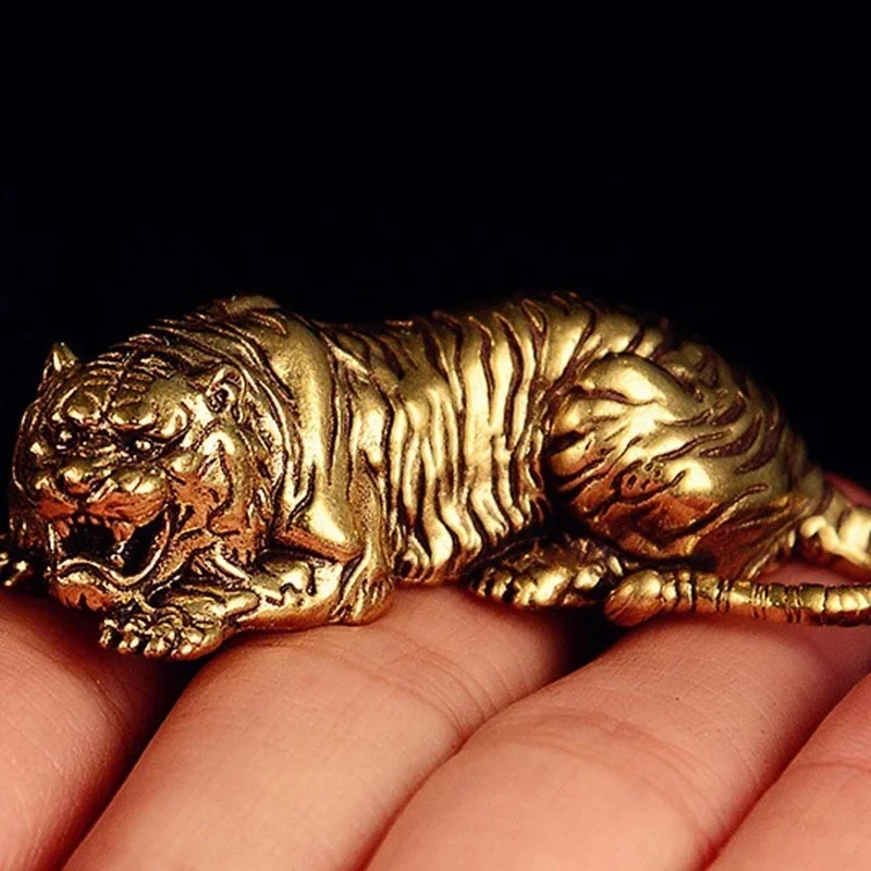 

Vintage Brass Tiger King Statue Paperweight Ornaments Copper Animal Tiger MIniatures Figurines Desk Decorations Home Decor Gift
