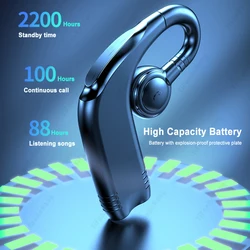 Wireless Single Ear-hook Bussiness Earphone Large Capacity Battery Bluetooth 5.2 Headphone Business Sport Music Earphone