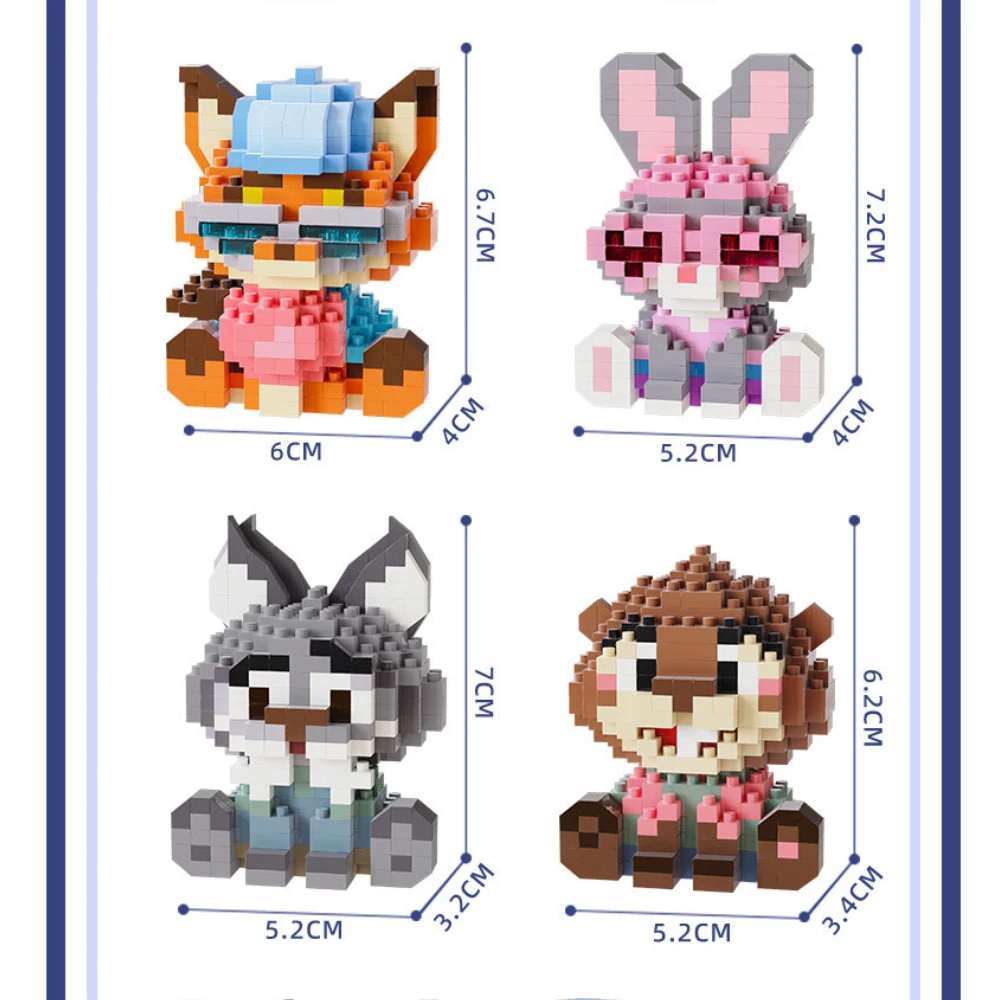 Zootopia Judy Hopps Nick Wilde Blind Box Series Anime Character Ornament DIY LEGO Micro-particle Figurines 3D Building Toys