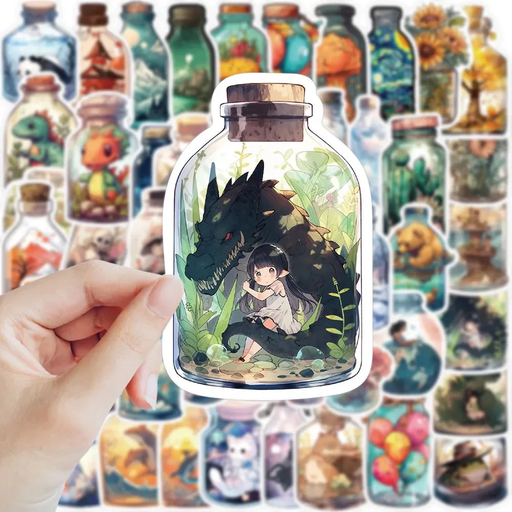 

10/30/50pcs INS Style Cute Bottle World Animal Stickers Aesthetic DIY Stationery Phone Notebook Funny Cartoon Decals Decoration