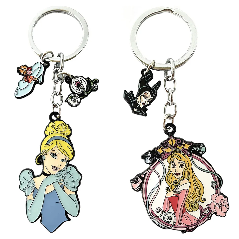 Disney New Cartoon Ice And Snow Fantasy Cinderella Princess Keychain Pendant Movie And Television Beauty And Beast Keychain