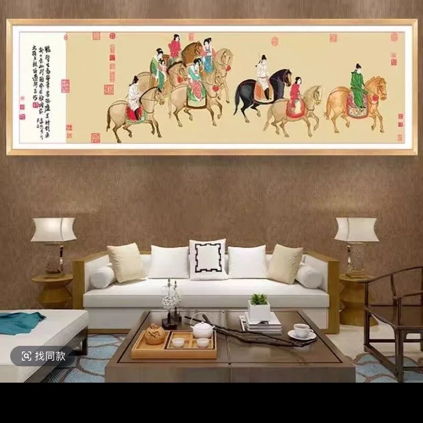 

150cm 11ct Cross Stitch Kit Chinese Retro Spring Trip Full Embroidery Pattern Needlework Wall Decor Set for Living Room