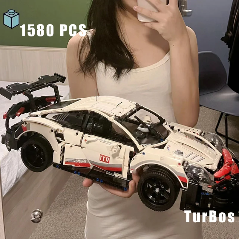 1580PCS Elsőrangú Versenyzés sportok autó Lakóház Fatuskó toys Nevelési DIY Versenyzés  karácsonyi Magas légnyomású levegő Nehézség assemblygirls adultgift