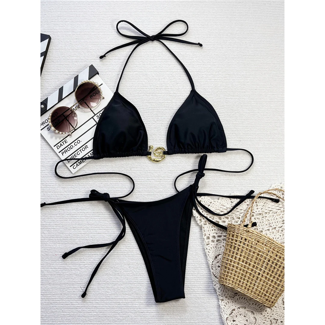 Sexy Neckholder-Bikini-Set mit Metallring und hohem Beinausschnitt, zweiteilig, Damen-Badeanzug, Badebekleidung, Bather Swim V6268 – Detail 11