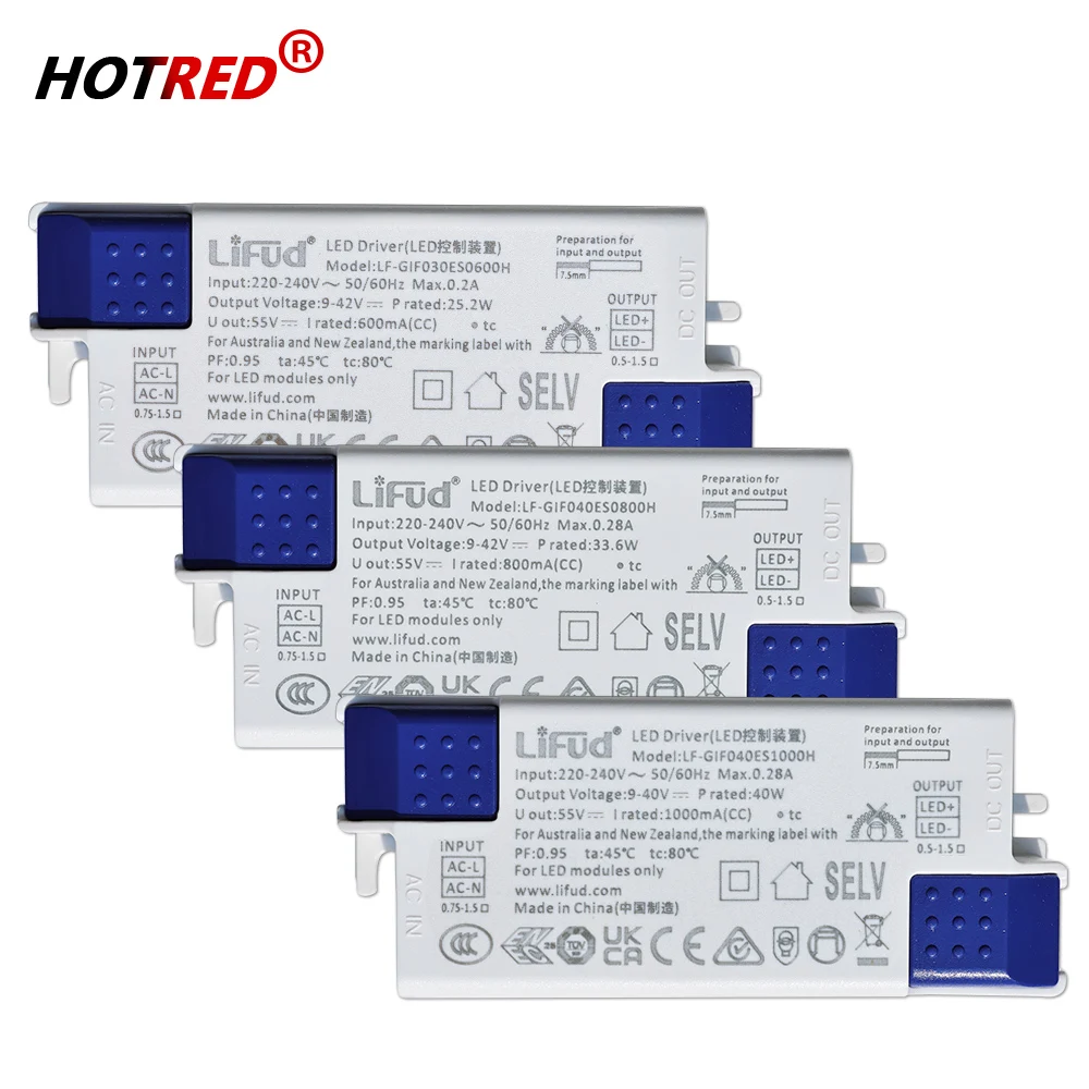 

Lifud LED Driver DC9-42V 30W-40W LF-GIF040ES 800mA 850mA 900mA 950mA 1000mA 1050mA No Flicker 0.95PF For Panel Light Transforme