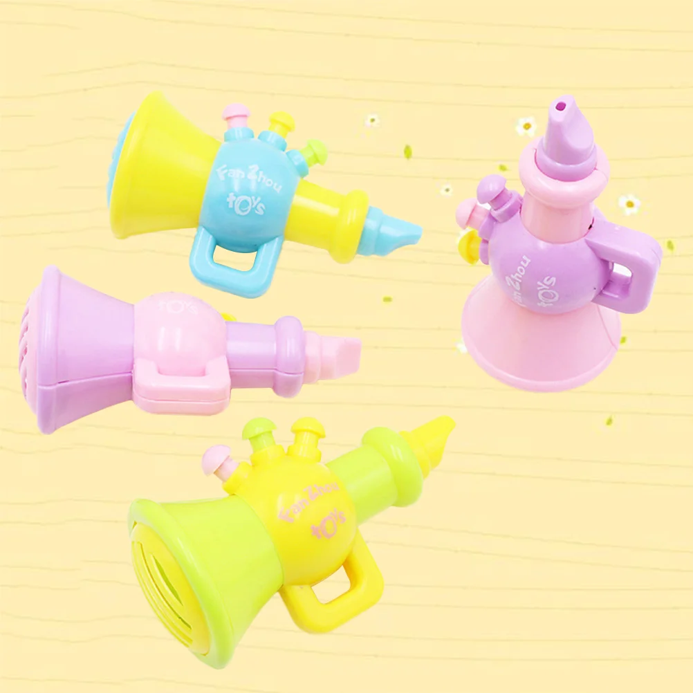 4pcs Plastic Horn Hooter Trumpet Instruments Music Toys Kids Children Early Educational Toy (Random Color)