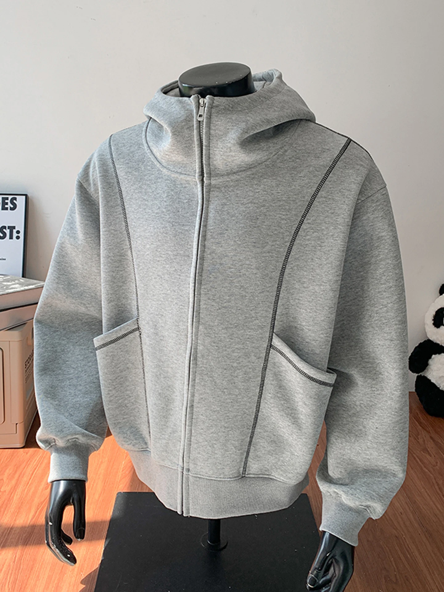 

Мужской кардиган-худи American Sle, плотный и жесткий, осенне-зимний, новый, свободного кроя, из полиэфирного волокна, на молнии, комфортный