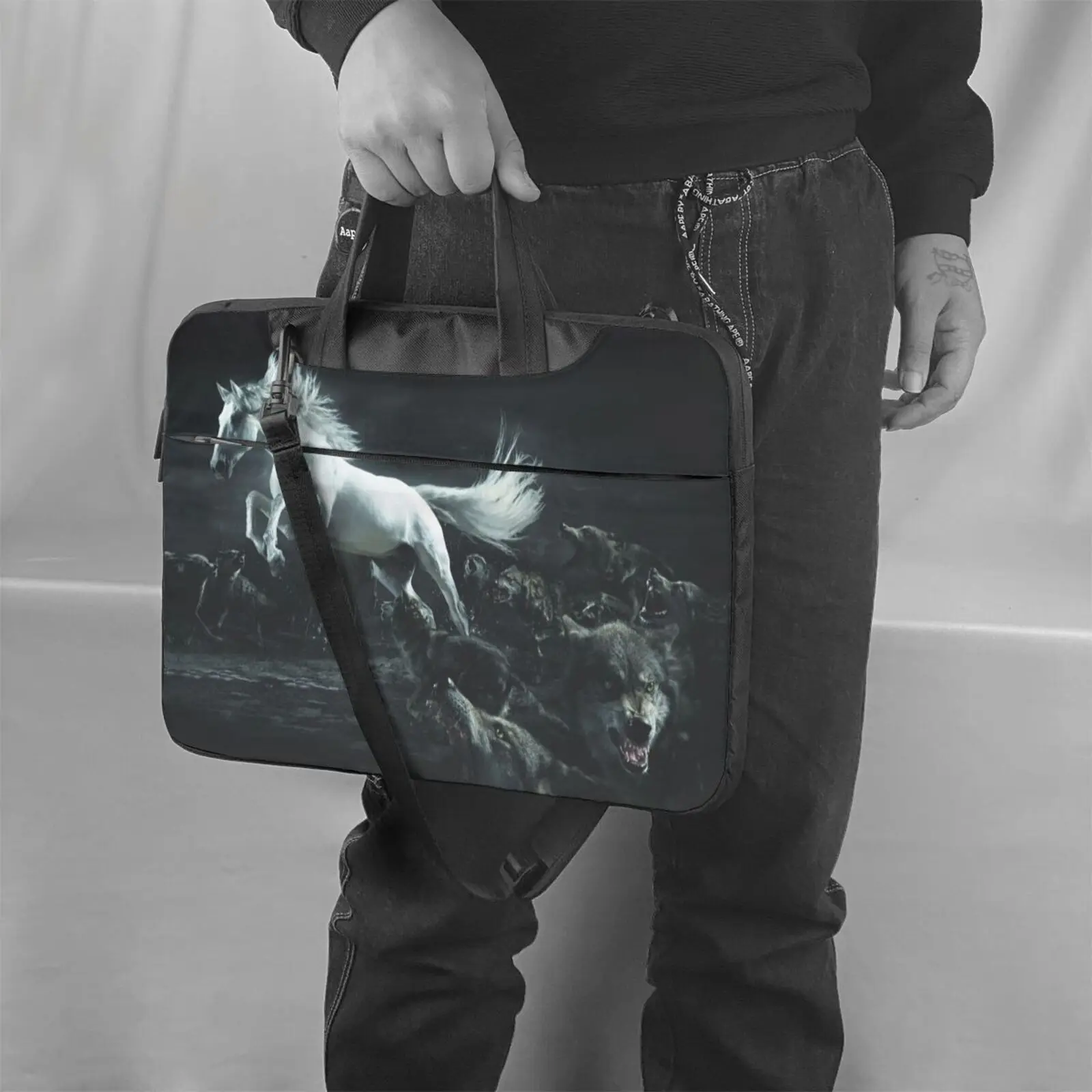 NOISYDESIGNS Laptop Schulter Tasche Pferd Wolf 13 14 15,6 Zoll für MacBook Pro Air Notebook Aktentasche Hülse Fall Abdeckung