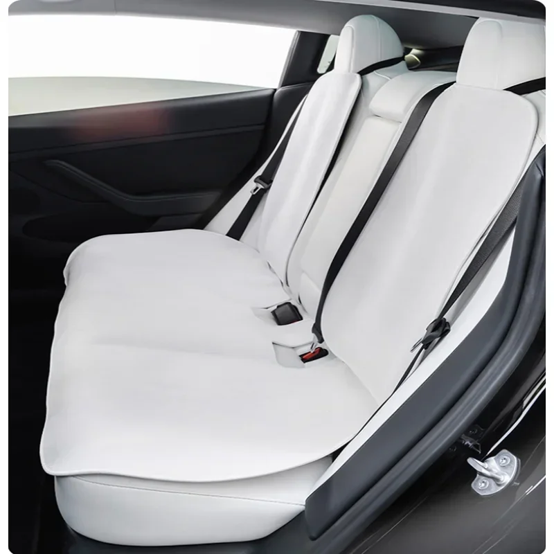 Funda de asiento para Tesla Model 3 Y, cojín de franela blanca, alfombrilla de protección antisuciedad Y antideslizante, accesorios interiores de