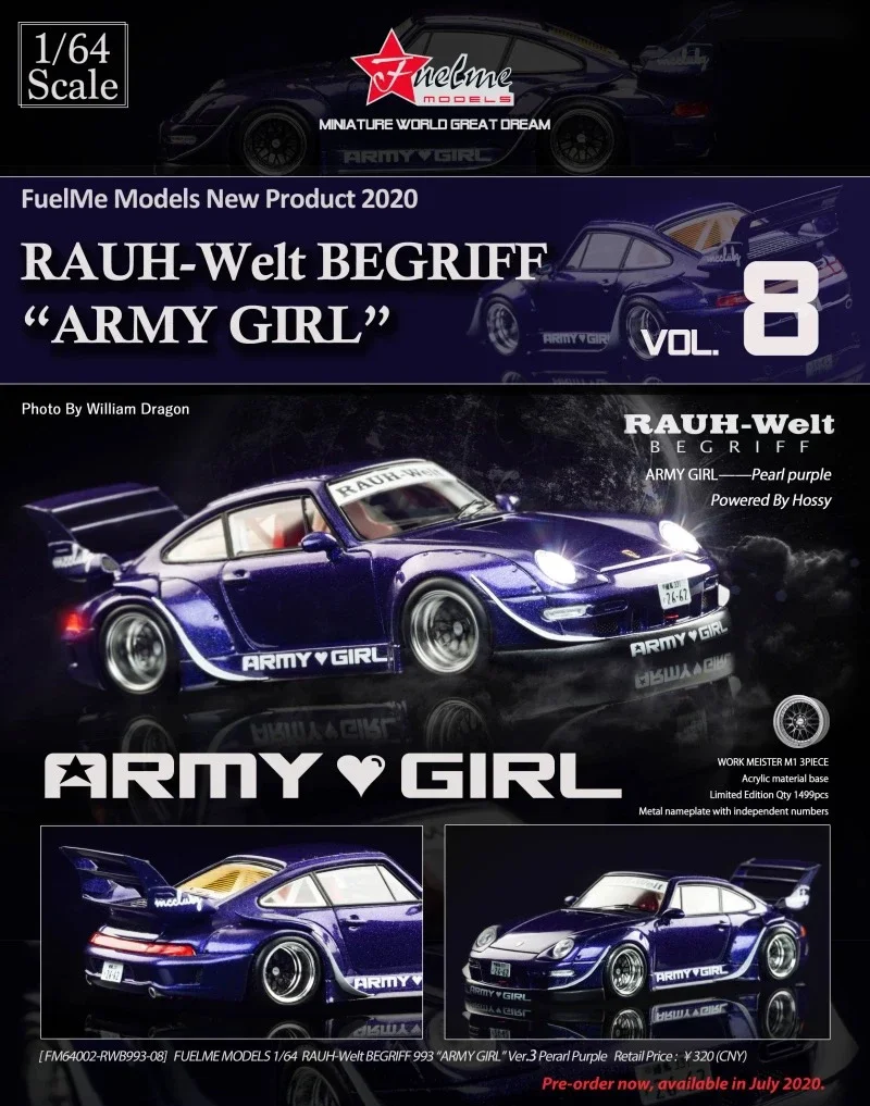 Fuelme Limited Edition 1:64 Tyto86 RWB 993 964 400R Bay Rocket Rabbit Car Model Classic Series toy gift pieces