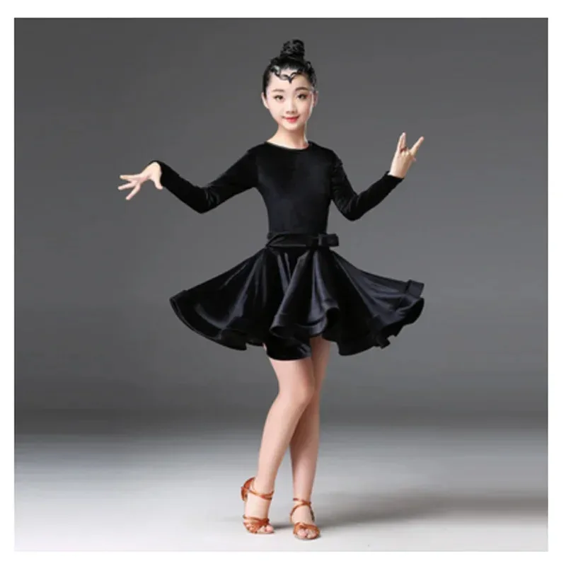 

Kids velvet Latin dance dress for girls Child competition ballroom tango salsa dancewear practice dad dancing wear CXBFR46533VHG