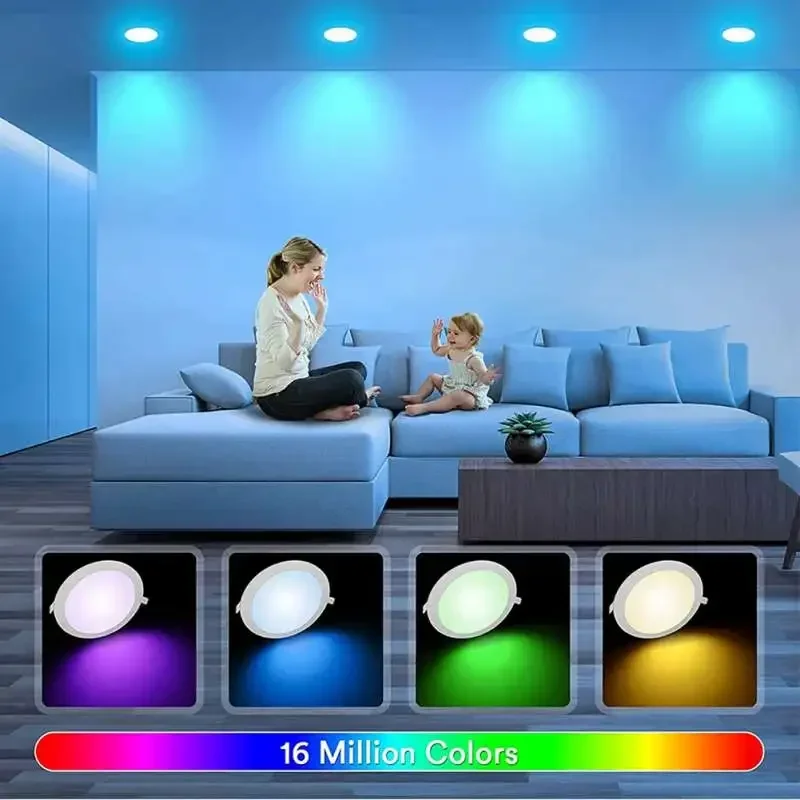 

4-дюймовый умный Wi-Fi LED светильник для встраиваемого монтажа, RGB-светильник с изменением цвета, совместимый с Alexa и Home Assistant