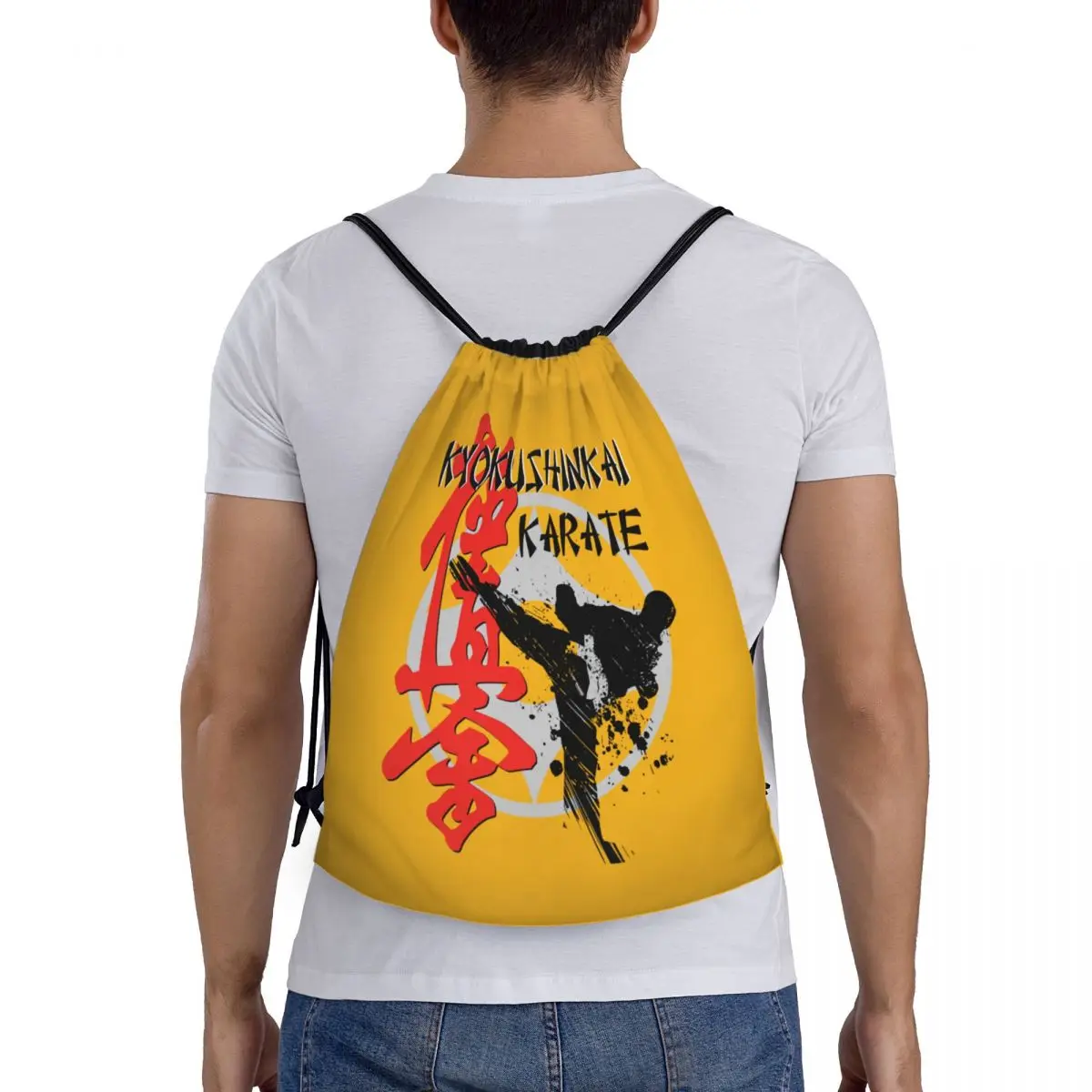 Kyokushi-mochila con cordón para Karate para hombre y mujer, bolsa deportiva para gimnasio, artes marciales, paquete de compras