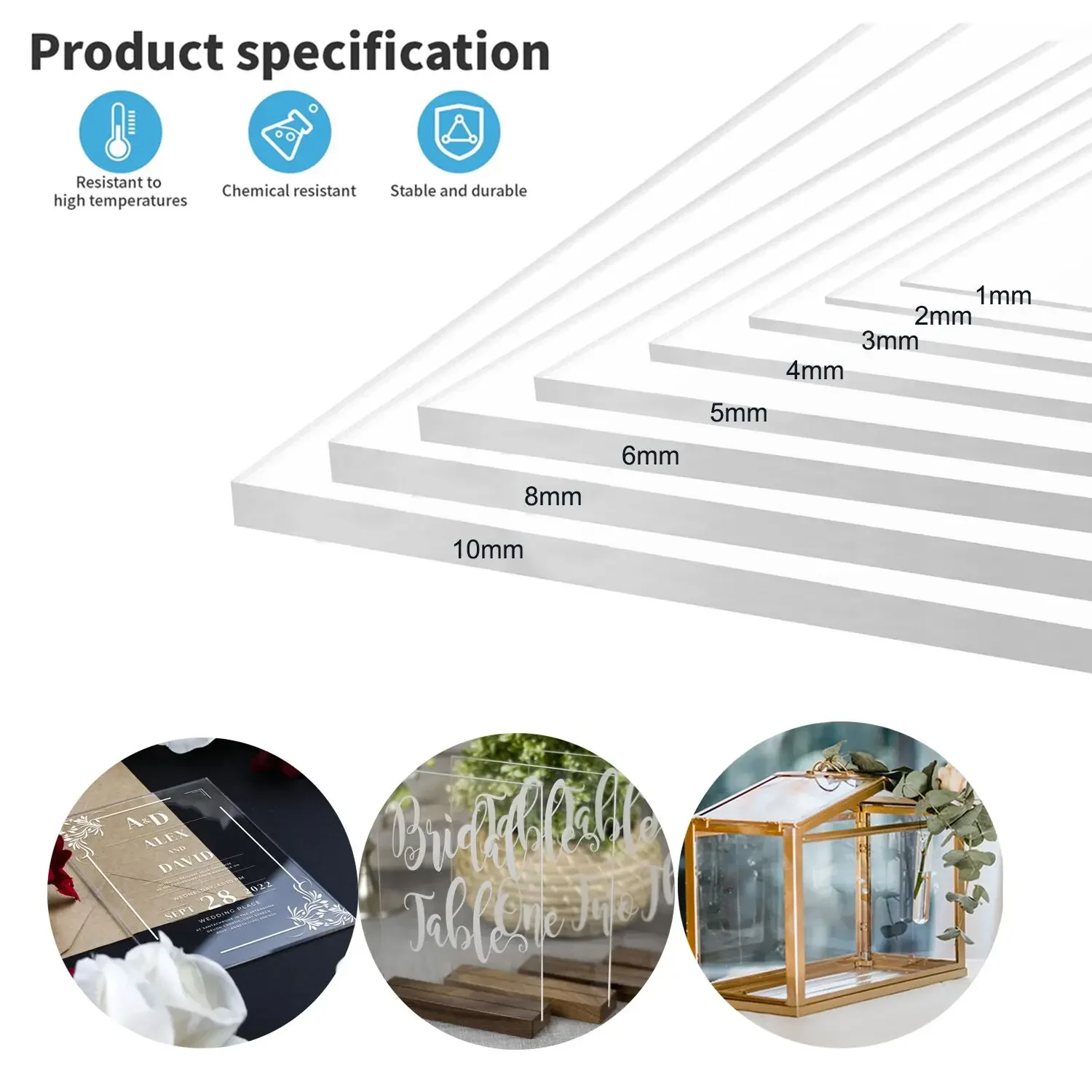 1-10Pcs Clear Cast Acrylic Sheet, Transparents Plastic Square Glass for Signage, Crafts, Photo Frames & DIY Display Projects