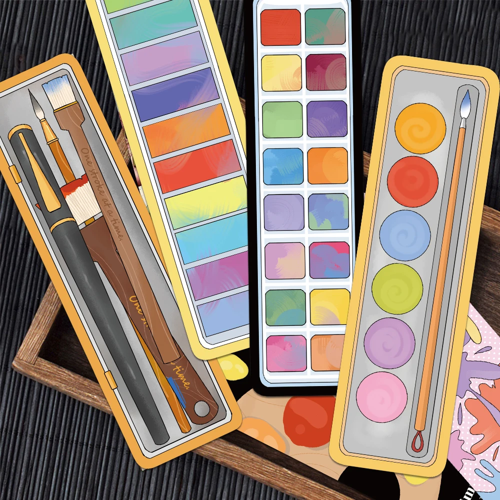 30PCS Creative Color Story Bookmark Simple Cartoon Bookmark Student Supplies Book Label Gift Card Bookmark