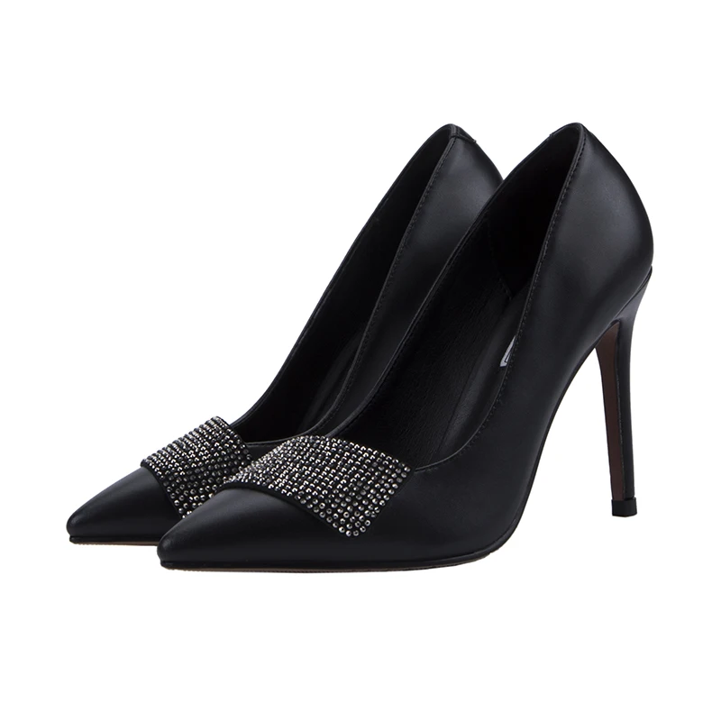 

31-44 женские туфли-лодочки на высоком каблуке с острым носком на шпильке, модельные туфли со стразами, элегантная вечерние, свадебные, офисные туфли