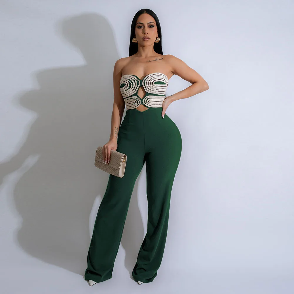 

ZY6079 New Fashionable Design Handmade Ribbon Strapless Backless Party Jumpsuit