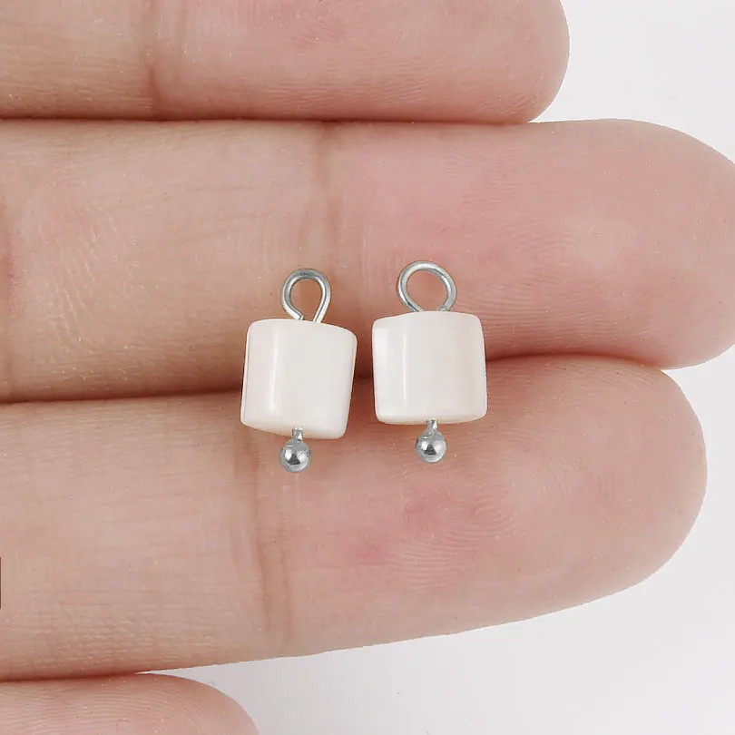 3pcs Irregular Round Cylinder Moon Heart Real White Pearl Shell Charm Diy Earrings Bracelet Anklet Stainless Steel Ring Findings