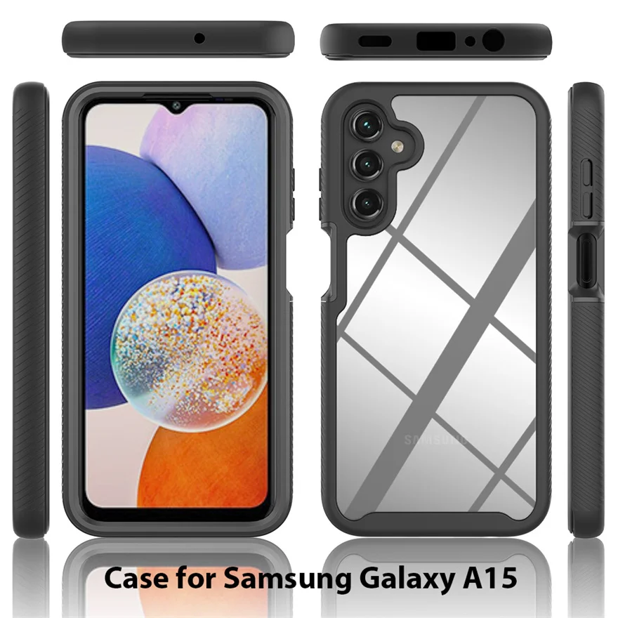 For Samsung Galaxy A15 Case 360° Totally Protection Phone Case TPU and PC for Samsung Galaxy A15 Shockproof Protective Shell